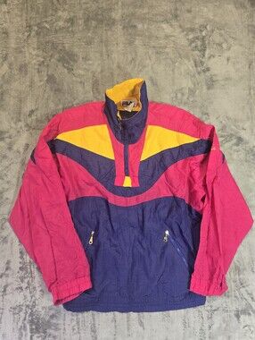 Vintage Fila Windbreaker Jacket Woman's Size 10 Purple Navy